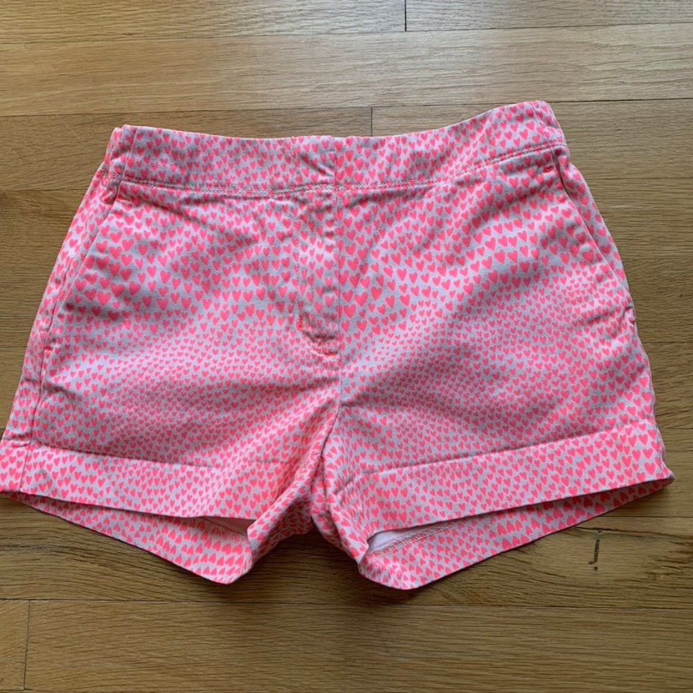 J CREW CREWCUTS Frankie Shorts Khaki Heart Print